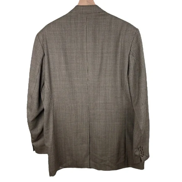 Vintage 90s Lauren Ralph Lauren Men's Wool Blazer Size 46XL Beige Houndstooth